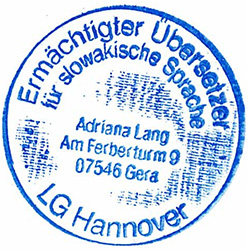 Stempel ermächtigt für slovakische Sprache