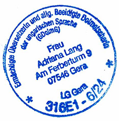 Stempel ermächtigt für ungarische Sprache